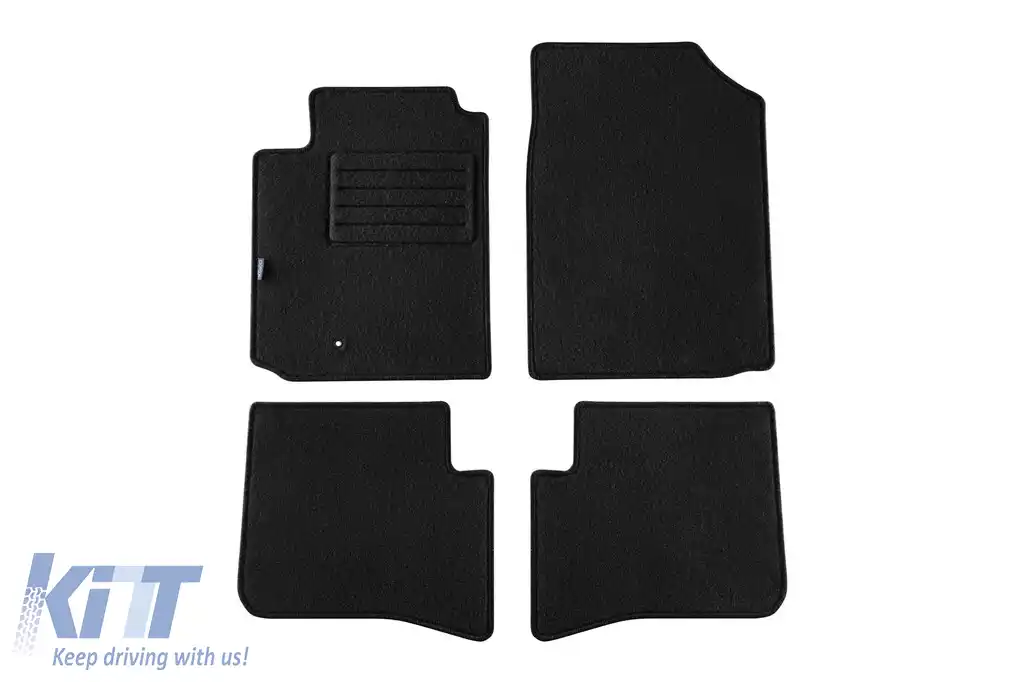 Mochete din covor cu două straturi, potrivite pentru Toyota Yaris 1999-2005, 5 uși, set de 4 bucăți, negru