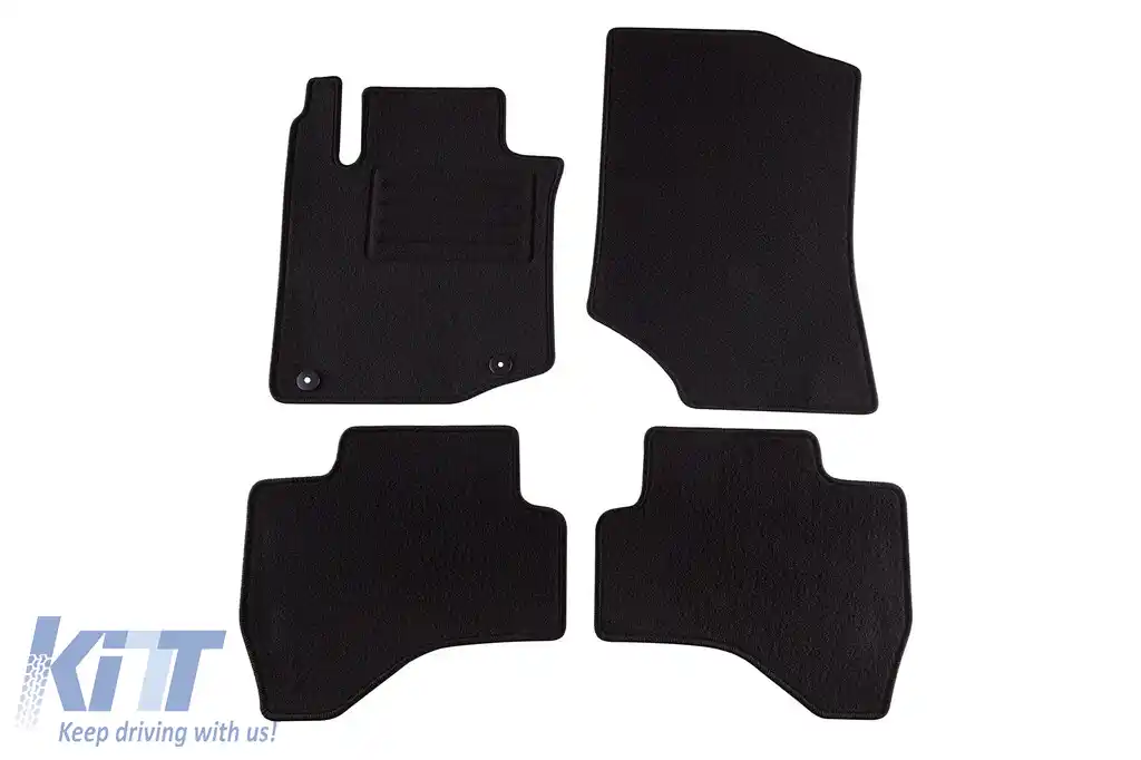 Mochete din covor cu două straturi, potrivite pentru Citroen C1 2005-2014, din țesătură Rex, set de 4 bucăți, negre