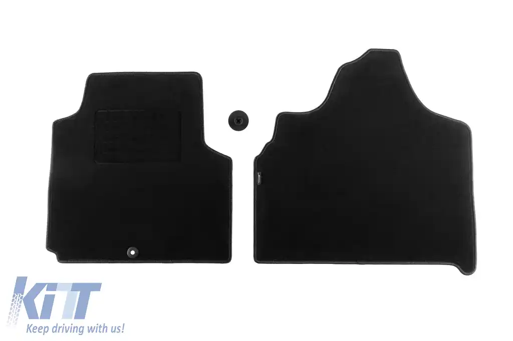Mochete din covor cu două straturi, potrivite pentru furgonul Fiat Scudo 2007-2016, 2-3 locuri, set de 2 bucăți, negru
