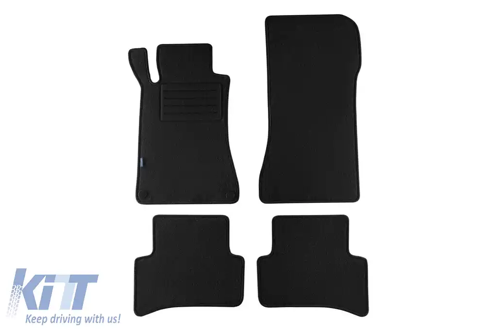 Mochete din covor cu două straturi, potrivite pentru Mercedes C class W203 sedan, estate 2000-2002, set de 4 piese, negre