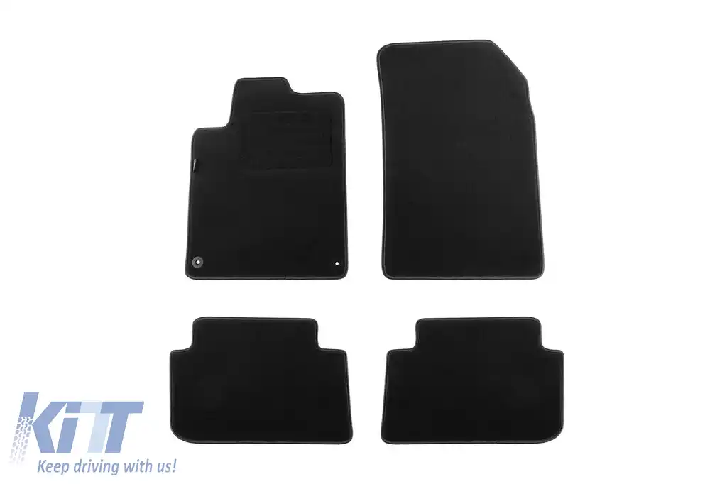 Mochete din covor cu două straturi, potrivite pentru Peugeot 407 coupe 2006-2011, din țesătură Rex, set de 4 bucăți, negru