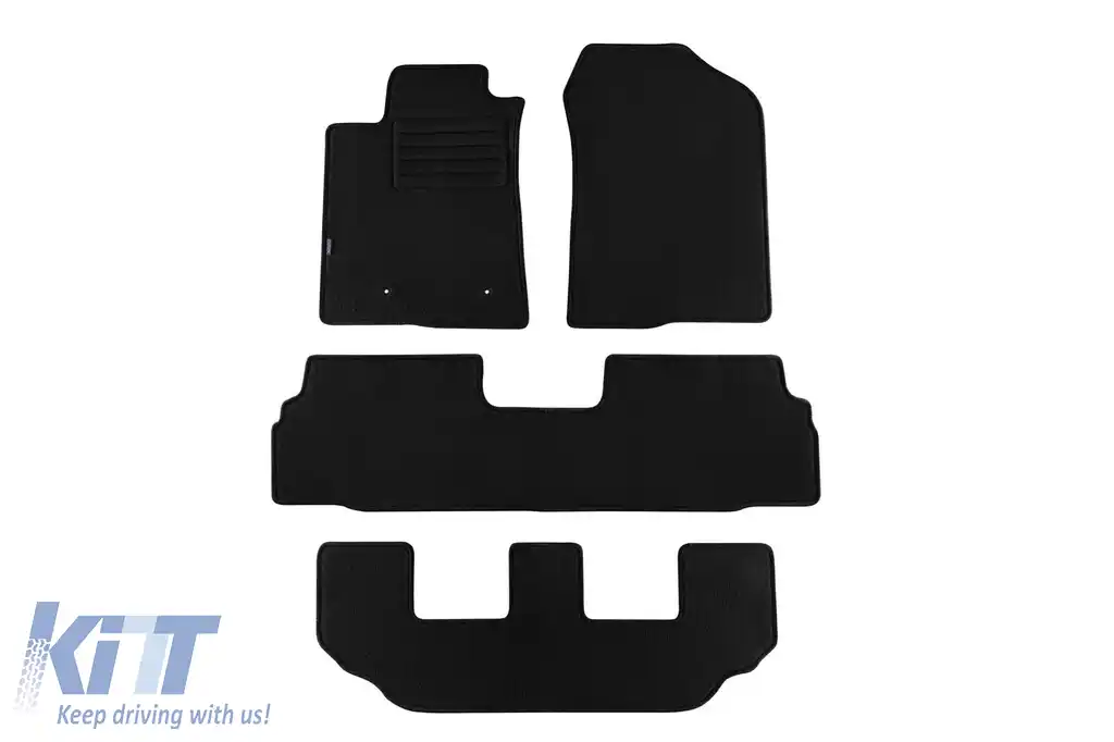 Mochete din covor cu două straturi, potrivite pentru Toyota Corolla Verso 2004-2009, țesătură Rex, set de 4 bucăți, negru