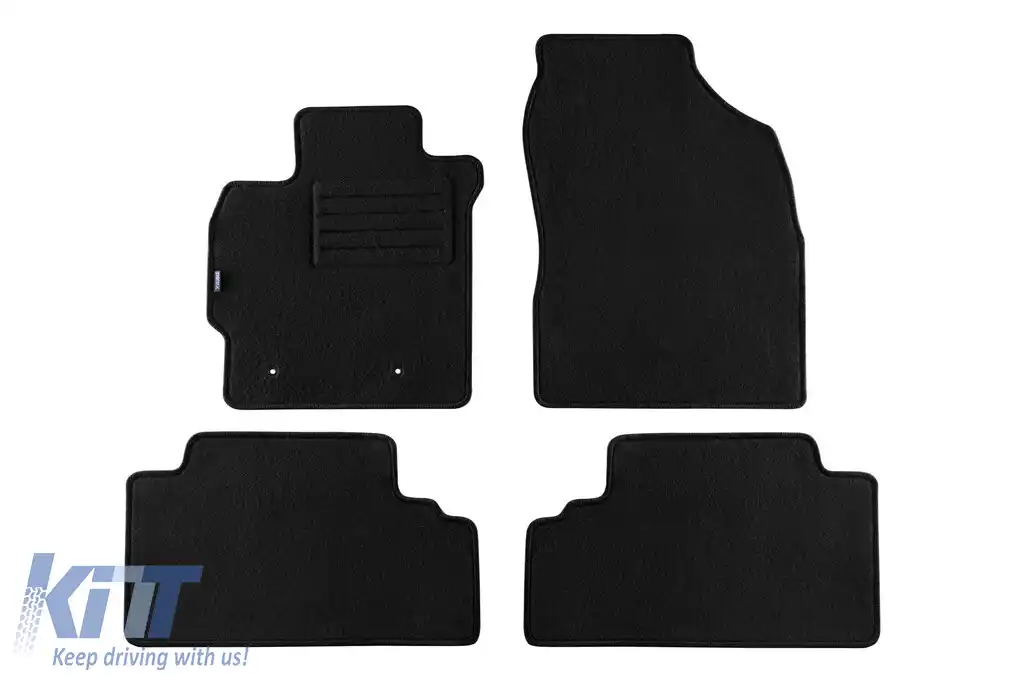 Mochete din covor cu două straturi, potrivite pentru Toyota Auris 2007-2010, din țesătură Rex, set de 4 bucăți, negre