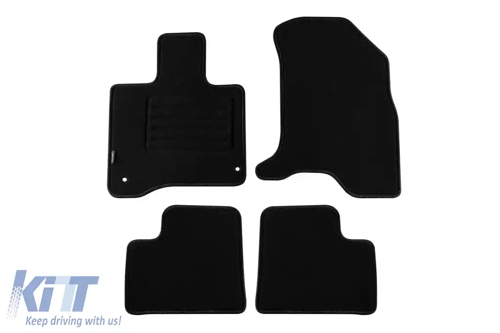 Mochete din covor cu două straturi, potrivite pentru Citroen C-Zero după 2010, din țesătură Rex, set de 4 bucăți, negre