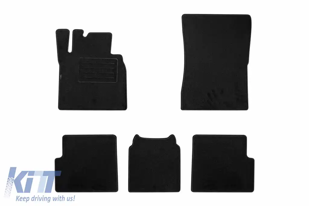 Mochete din covor cu două straturi, potrivite pentru Mercedes G class W463 2000-2018 cu ampatament lung, set de 5 piese, negru