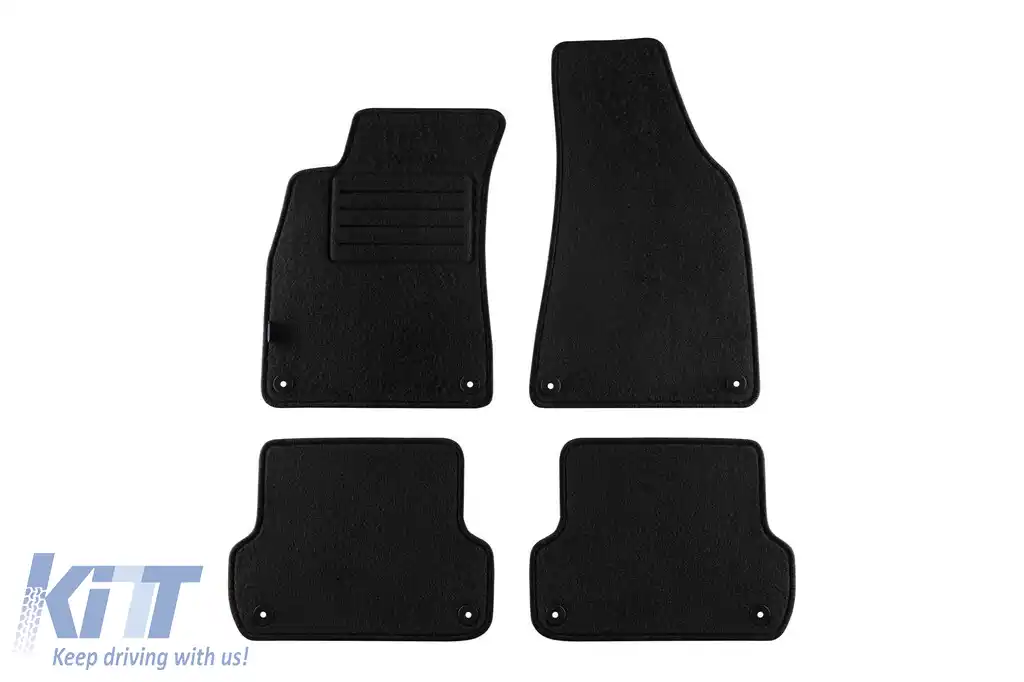 Mochete din covor cu două straturi, potrivite pentru Audi A4 sedan, estate, Quattro 2000-2008, din țesătură Rex, set de 4 bucăți, negru