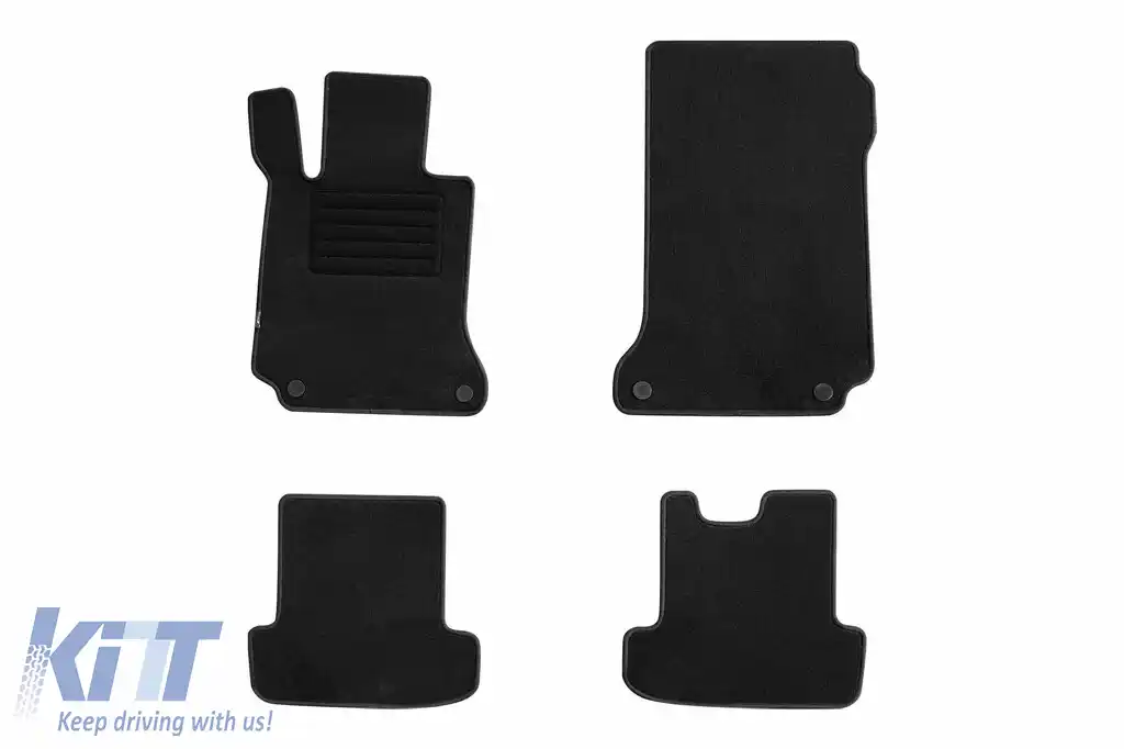 Mochete din covor cu două straturi, potrivite pentru Mercedes E class C207 coupe 2009-2017, A207 convertible 2010-2017, set de 4 bucăți, negru