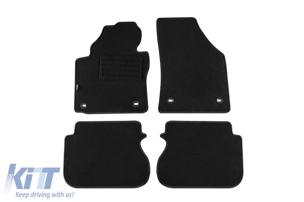 Mochete din covor cu două straturi, potrivite pentru VW Caddy Life 2004-2015 cu două uși glisante, set de 4 bucăți, negre