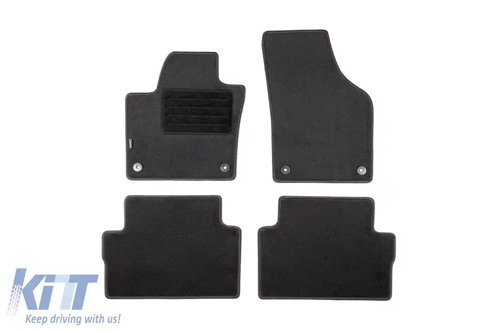 Mochete din covor cu două straturi, potrivite pentru VW Sharan după 2010, 5-7 locuri, set de 4 bucăți, negru