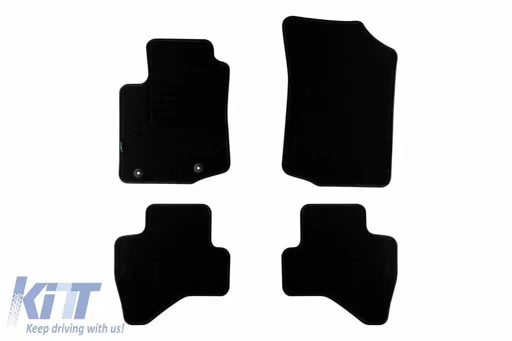 Mochete pentru podea din două straturi, potrivite pentru Peugeot 108 2014-2021, țesătură Rex, set de 4 bucăți, negru