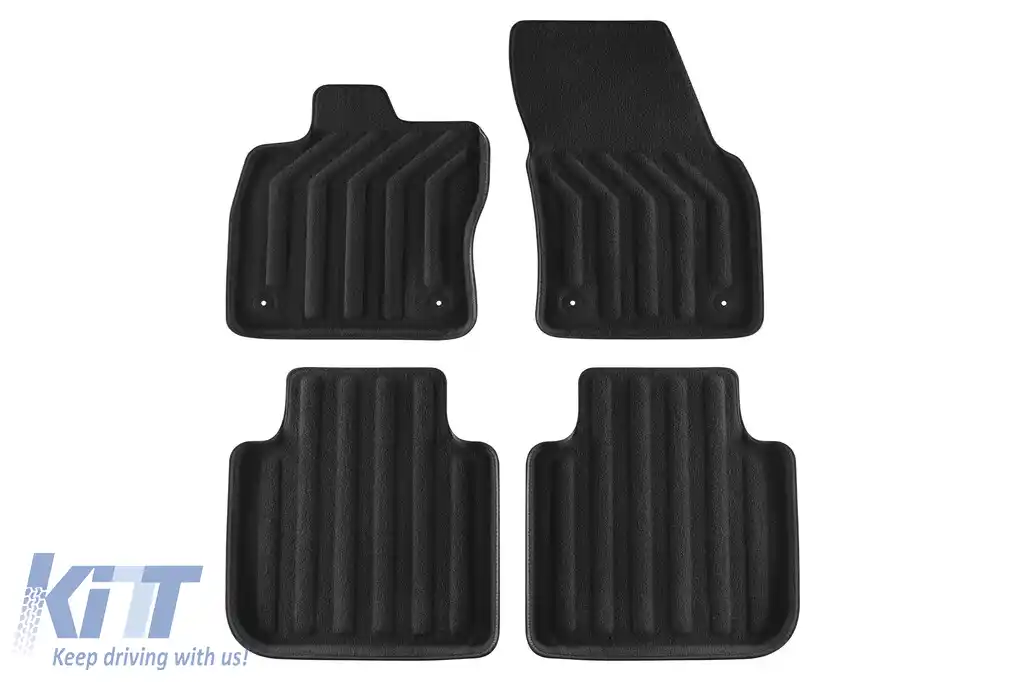 Mochete textile 3D Gumarny Zubri potrivite pentru Skoda Kodiaq, Volkswagen Tiguan All Space după 2017, Seat Tarraco după 2019, set de 4 bucăți, negru