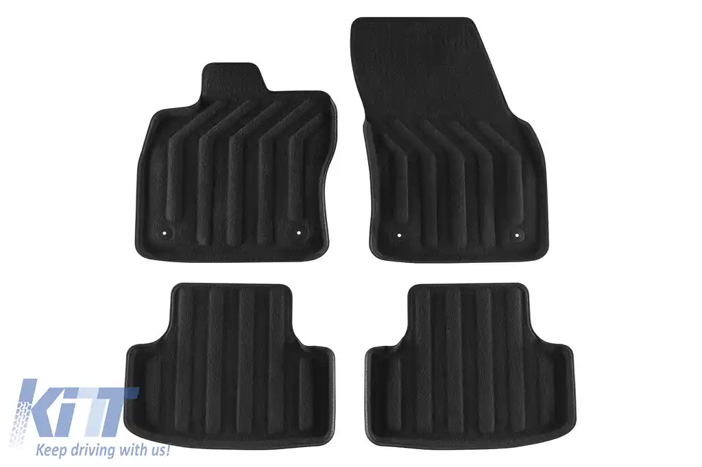 Mochete textile 3D Gumarny Zubri potrivite pentru Seat Ateca după 2016, Skoda Karoq după 2017, set de 4 bucăți, negru