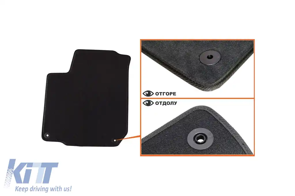 Mochete textile cu trei straturi din material Petex Style, potrivite pentru Volkswagen Golf IV 1998-2003, Beetle 1998-2011, Bora 1998-2005 cu găuri rotunde, set de 4 bucăți, negru-image-6241773