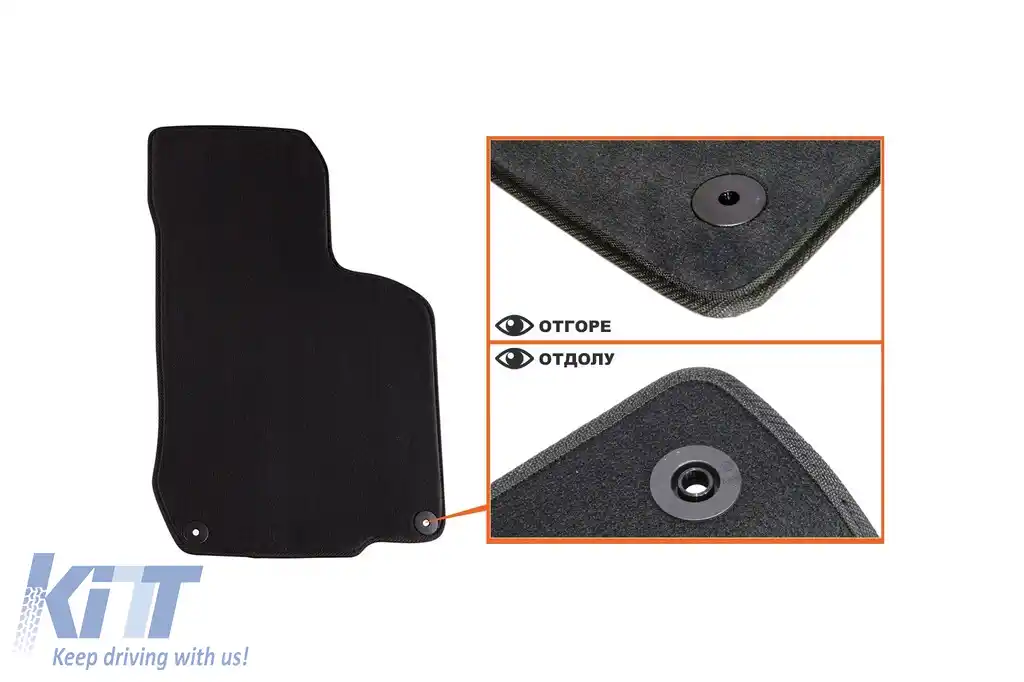 Mochete textile cu trei straturi din material Petex Style, potrivite pentru Volkswagen Golf IV 1998-2003, Beetle 1998-2011, Bora 1998-2005 cu găuri rotunde, set de 4 bucăți, negru-image-6241774
