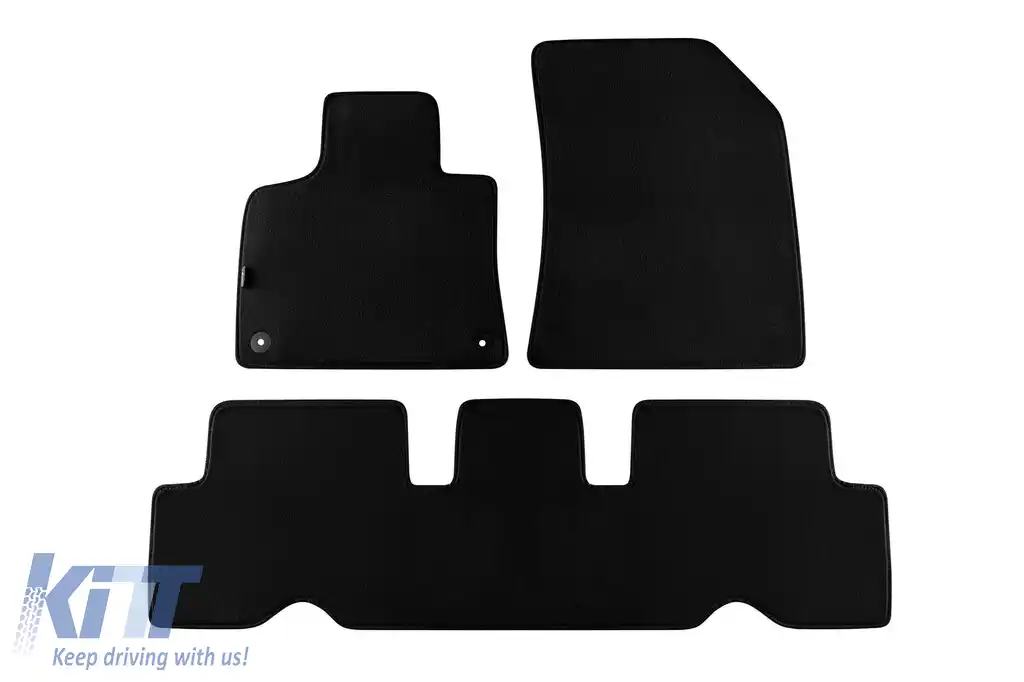 Mochete textile cu trei straturi din material Petex Style potrivite pentru Citroen C4 Grand Picasso după 2013, C4 Spacetourer după 2018, cu 7 locuri, formate din 3 părți, negre