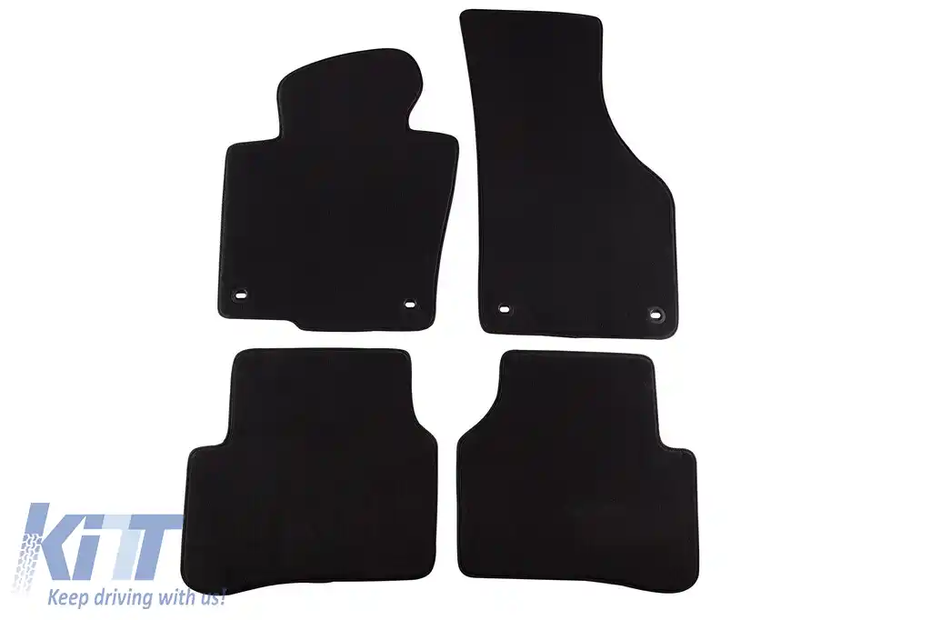 Mochete textile cu trei straturi din material Petex Style potrivite pentru VW Passat 2005-2010, Passat CC 2008-2012 cu găuri ovale, set de 4 bucăți, negru