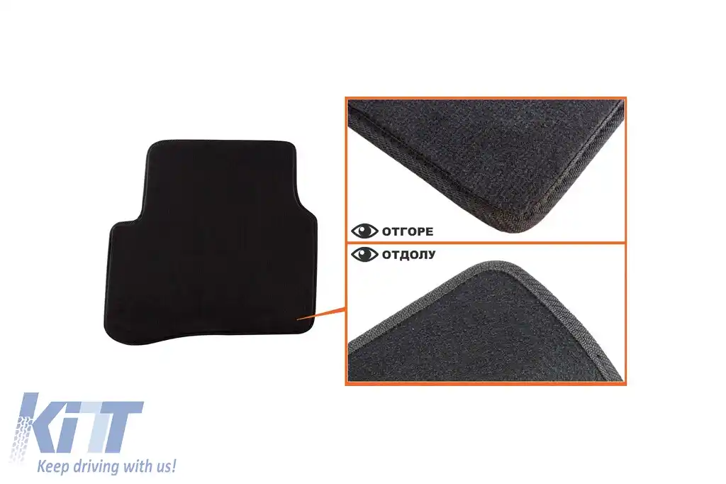 Mochete textile cu trei straturi din material Petex Style potrivite pentru VW Passat sedan, break 2005-2014, Passat CC 2012-2016 cu găuri rotunde, set de 4 bucăți, negru-image-6242747