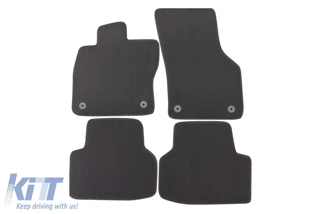 Mochete textile cu trei straturi din material Petex Style potrivite pentru Audi A8 2010-2017 bază scurtă, set de 4 bucăți, negru