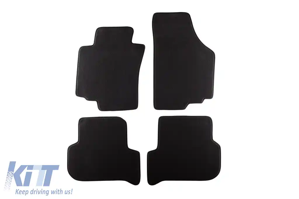 Mochete textile cu trei straturi potrivite pentru Seat Leon 2005-2008, set de 4 bucăți, negru