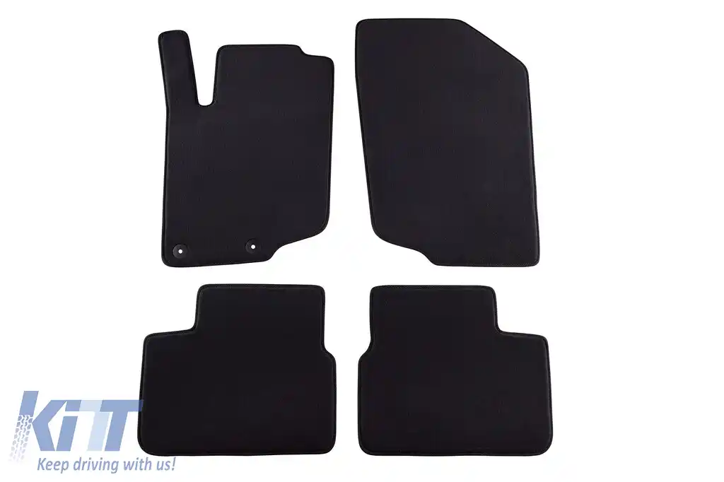Mochete textile cu trei straturi potrivite pentru Peugeot 207 hatchback, combi 2006-2012, set de 4 bucăți, negru