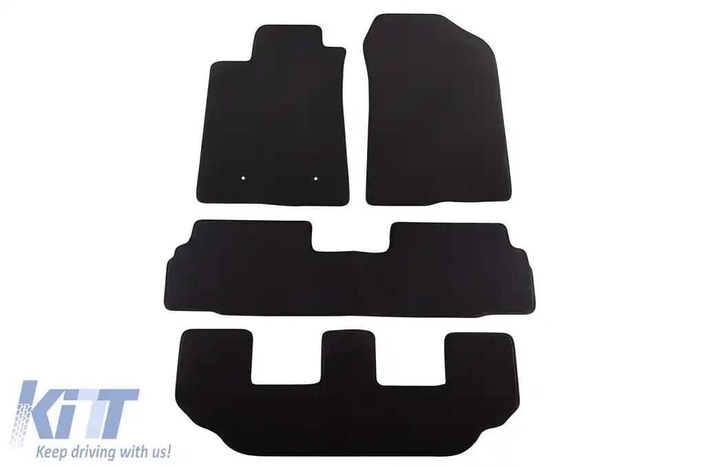 Mochete textile cu trei straturi potrivite pentru Toyota Corolla Verso 2004-2009, set de 4 bucăți, negru