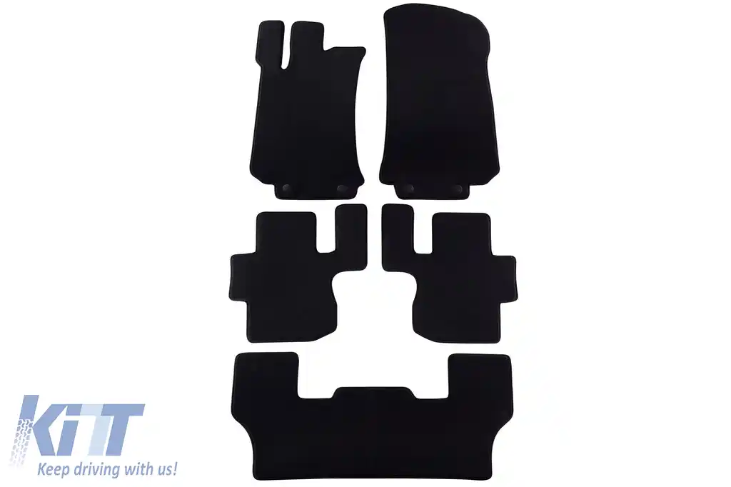 Mochete textile cu trei straturi potrivite pentru Mercedes R-Class W251 2006-2014 bază scurtă, set de 5 piese, negru