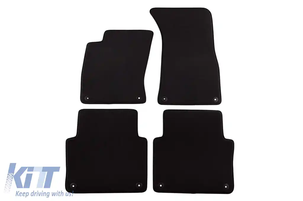 Mochete textile cu trei straturi potrivite pentru Audi A8 2002-2010 bază scurtă, set de 4 bucăți, negru