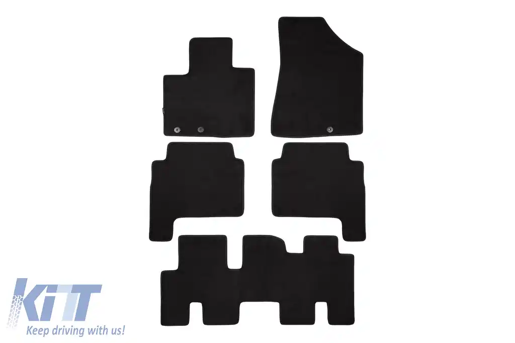 Mochete textile cu trei straturi potrivite pentru Kia Sorento 2009-2012 cu 7 locuri, set de 5 bucăți, negru