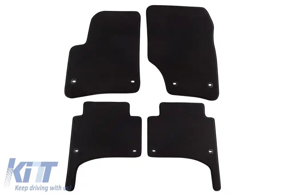 Mochete textile cu trei straturi potrivite pentru VW Touareg 2002-2010 cu găuri ovale, set de 4 bucăți, negru