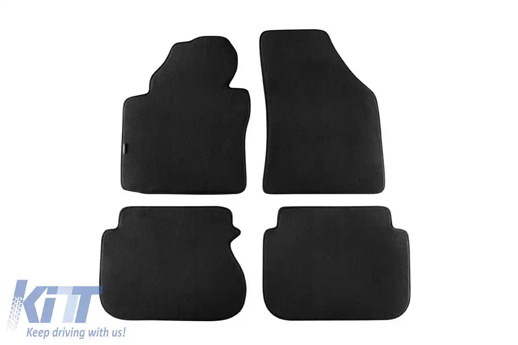 Mochete textile cu trei straturi potrivite pentru VW Caddy 2004-2015, 5 locuri cu o ușă glisantă, set de 4 bucăți, negru
