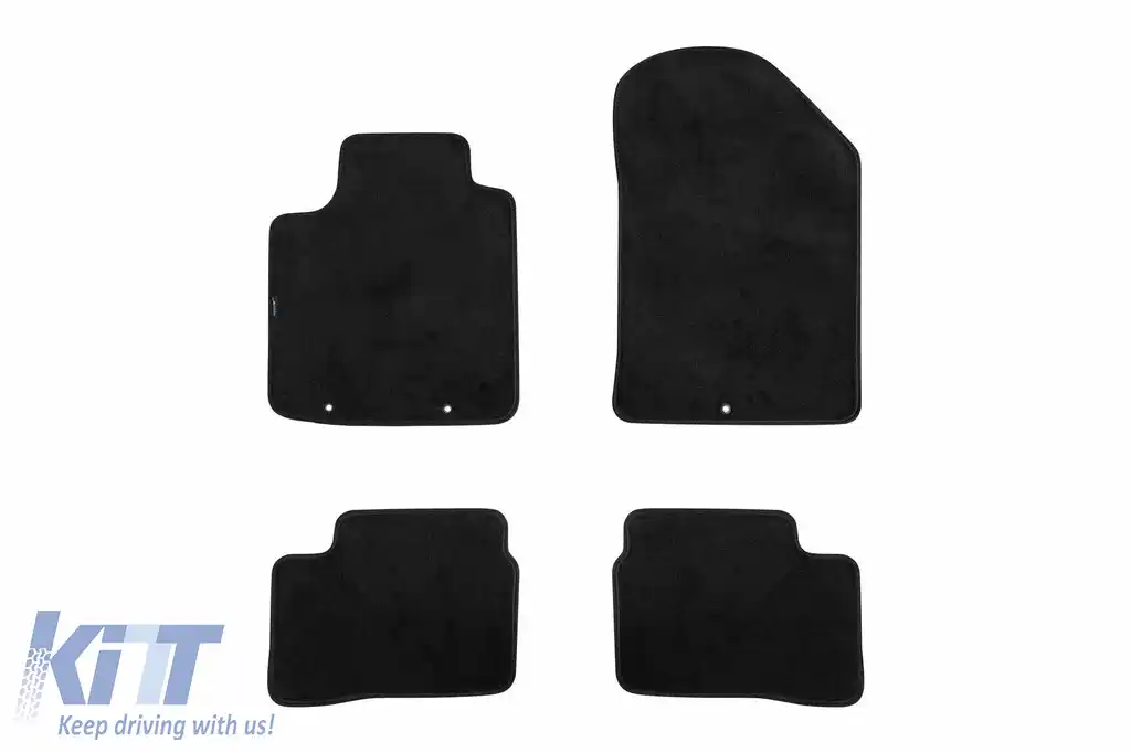 Mochete textile cu trei straturi potrivite pentru Kia Picanto 2011-2017, set de 4 bucăți, negru