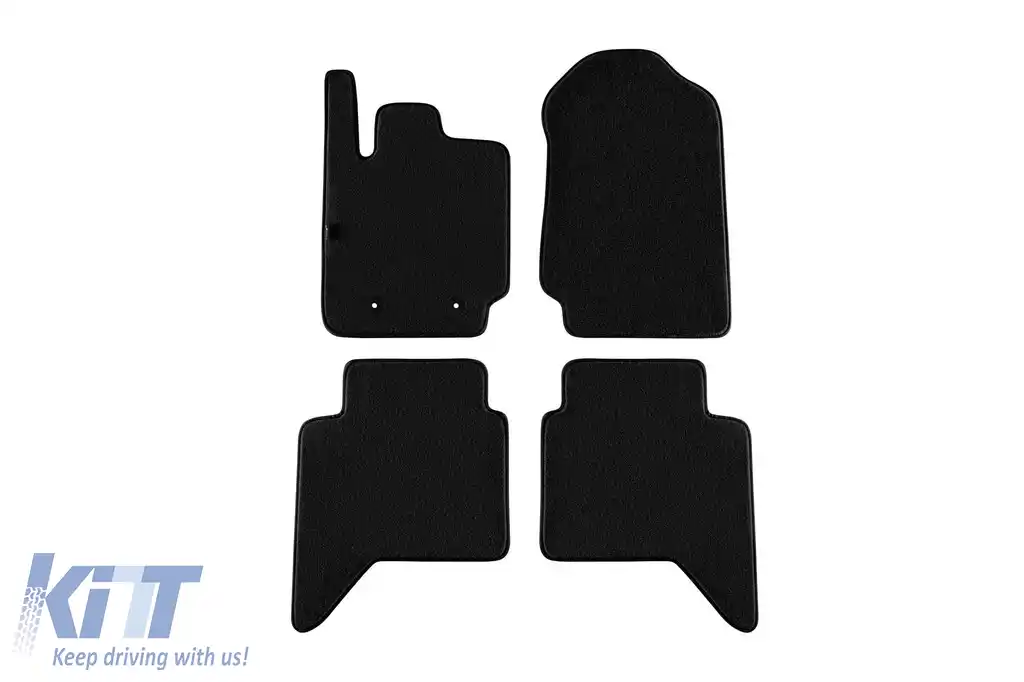 Mochete textile cu trei straturi, potrivite pentru Ford Ranger 2012-2016, după 2016, cabină dublă, set de 4 bucăți, negru