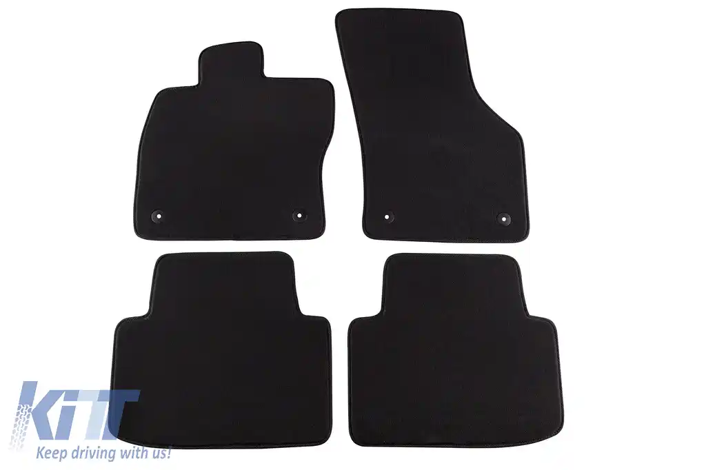 Mochete textile cu trei straturi, potrivite pentru VW Passat B8 sedan, break, hibrid GTE după 2014, set de 4 bucăți, negru