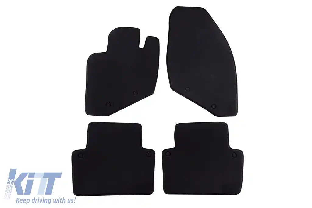 Mochete textile cu trei straturi, potrivite pentru Volvo S80 1998-2006, set de 4 bucăți, negru