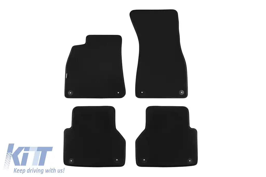 Mochete textile cu trei straturi, potrivite pentru Audi A6 sedan, break, A7 după 2018, set de 4 bucăți, negru