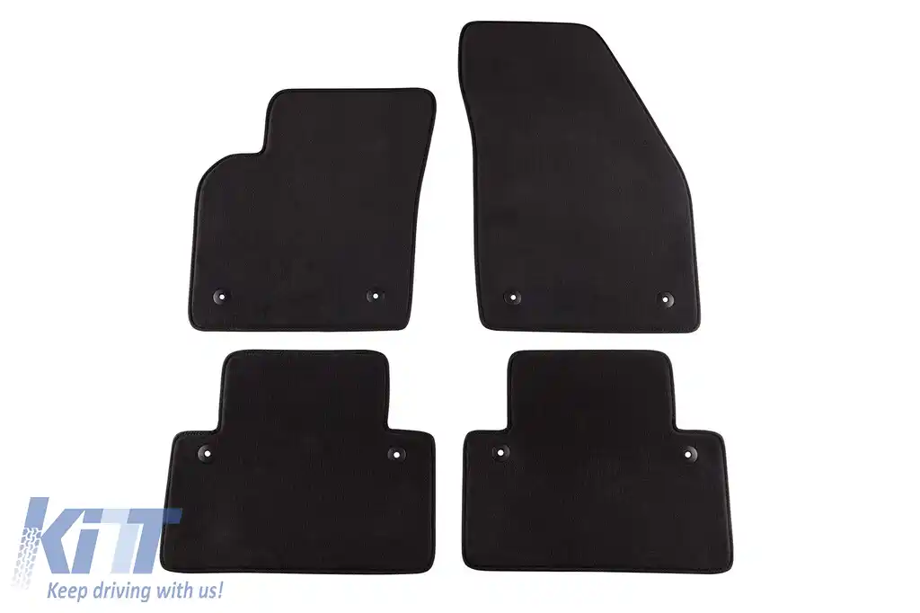 Mochete textile cu trei straturi, potrivite pentru Volvo S40, V50 2004-2012, C30 2006-2013, set de 4 bucăți, negru