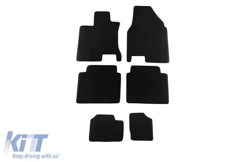 Mochete textile cu trei straturi, potrivite pentru Nissan Qashqai +2 2008-2014, cu 7 locuri, din 6 piese, negre