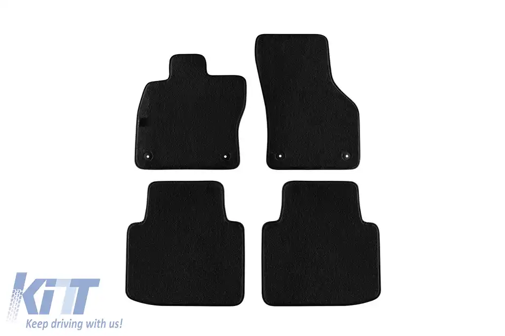 Mochete textile cu trei straturi, potrivite pentru Skoda Superb III sedan, combi 2015-2019, Superb IV după 2019, set de 4 bucăți, negru