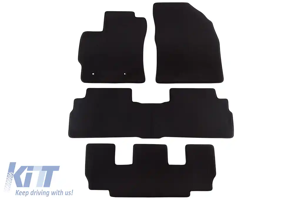 Mochete textile cu trei straturi, potrivite pentru Toyota Verso 2009-2013, cu 7 locuri, set de 4 bucăți, negru
