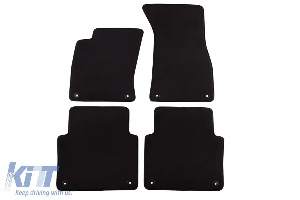 Mochete textile cu trei straturi, potrivite pentru Audi S8 2007-2010, set de 4 bucăți, negru