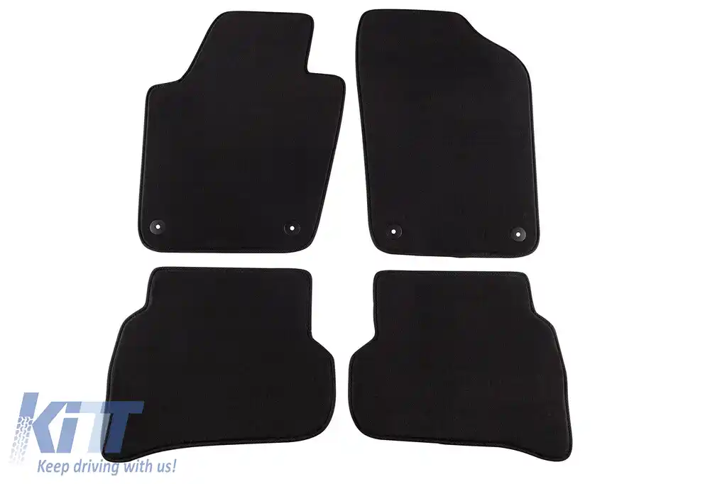 Mochete textile cu trei straturi, potrivite pentru VW Polo, Cross Polo 2009-2017, set de 4 bucăți, negru