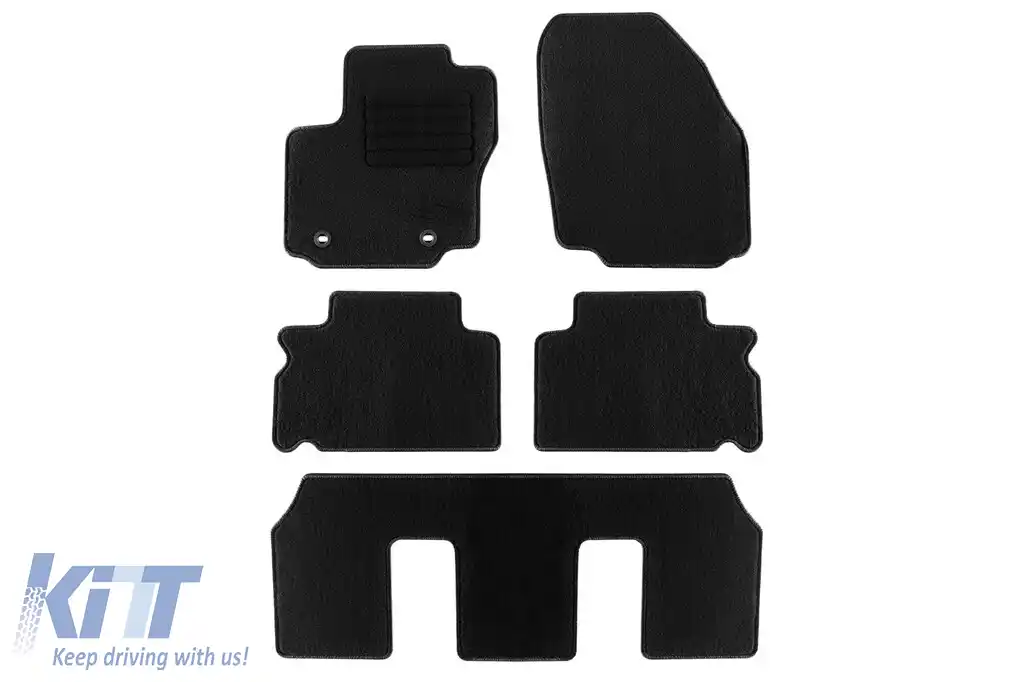 Mochete textile de la Rigum potrivite pentru Ford Galaxy 2006-2012, S-Max 2006-2012 cu 7 locuri, set de 5 bucăți, negru