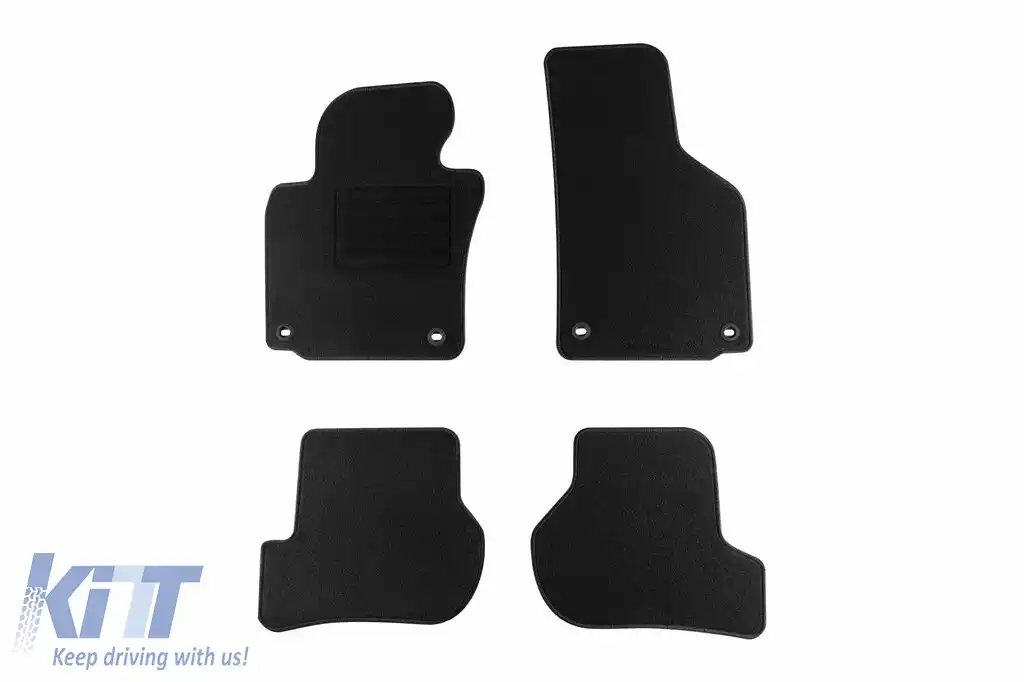 Mochete textile de la Rigum potrivite pentru Skoda Octavia 2005-2013, set de 4 bucăți cu găuri de fixare ovale, negre