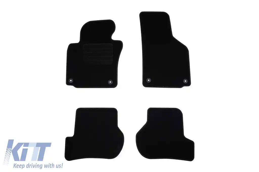 Mochete textile de la Rigum potrivite pentru Skoda Octavia 2005-2013, set de 4 bucăți cu găuri de fixare rotunde, negre