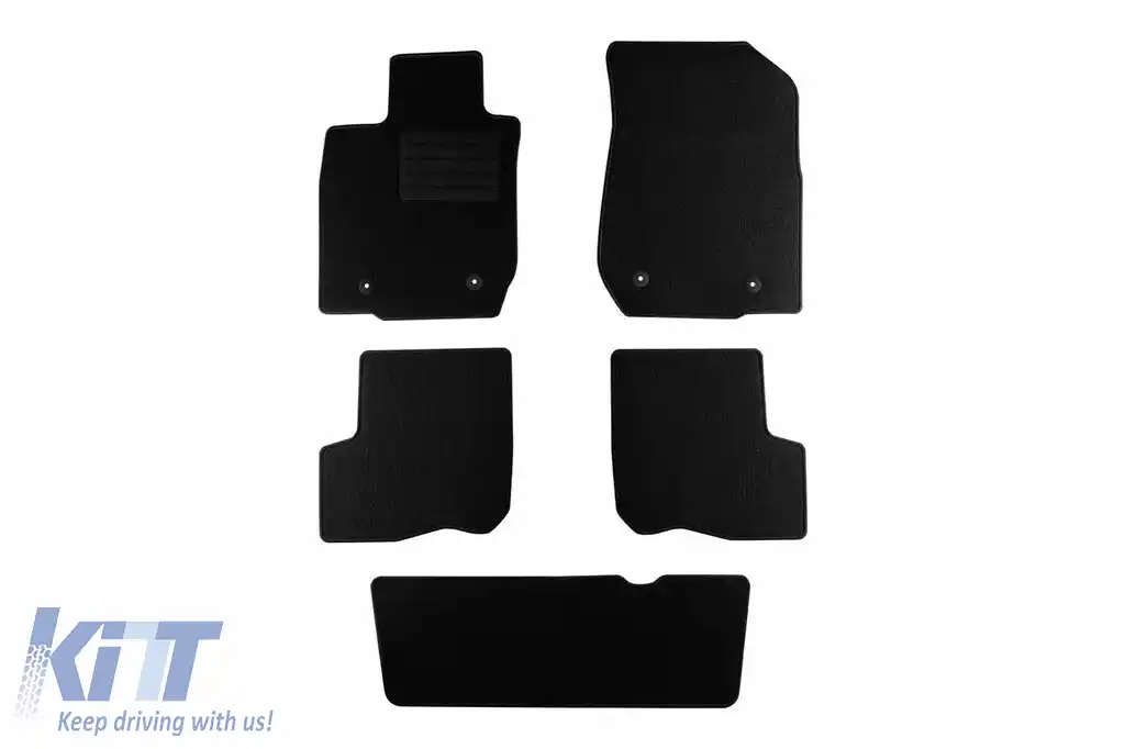 Mochete textile de la Rigum potrivite pentru Dacia Logan 2007-2013 cu 7 locuri, set de 5 piese, negru