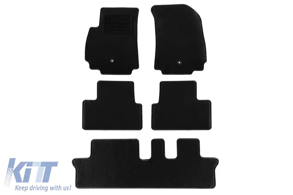 Mochete textile de la Rigum potrivite pentru Chevrolet Orlando după 2011, cu 7 locuri, set de 5 piese, negru