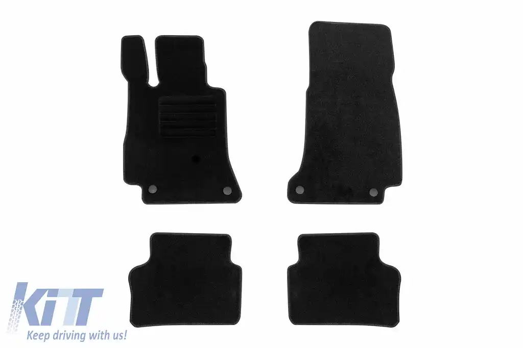 Mochete textile de la Rigum potrivite pentru Mercedes E class W213 după 2016, A Design GT coupe cu 4 uși după 2019, set de 4 piese, negru