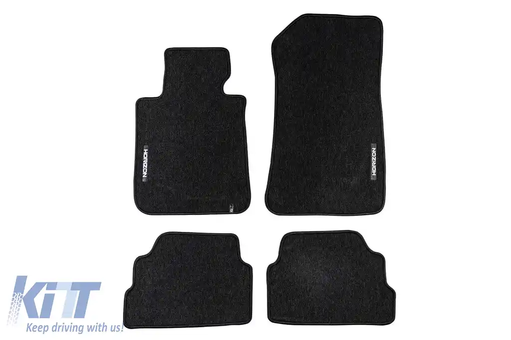 Mochete textile din seria Horizon de la Frogum potrivite pentru BMW 1 seria E81 hatchback 2004-2011, E82 coupe 2007-2013, set de 4 bucăți, negru