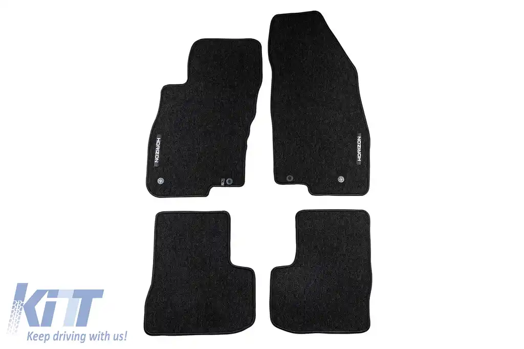 Mochete textile din seria Horizon de la Frogum potrivite pentru Fiat Grande Punto 2005-2012, set de 4 bucăți, negru