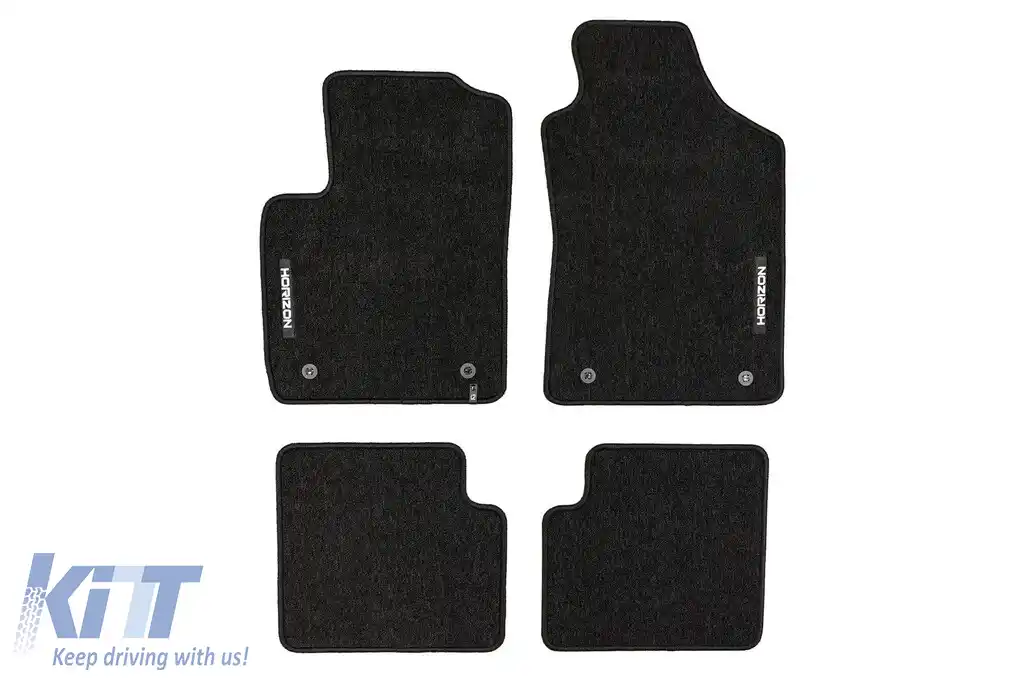 Mochete textile din seria Horizon de la Frogum potrivite pentru Fiat 500, Fiat 500C după 2007, set de 4 bucăți, negru